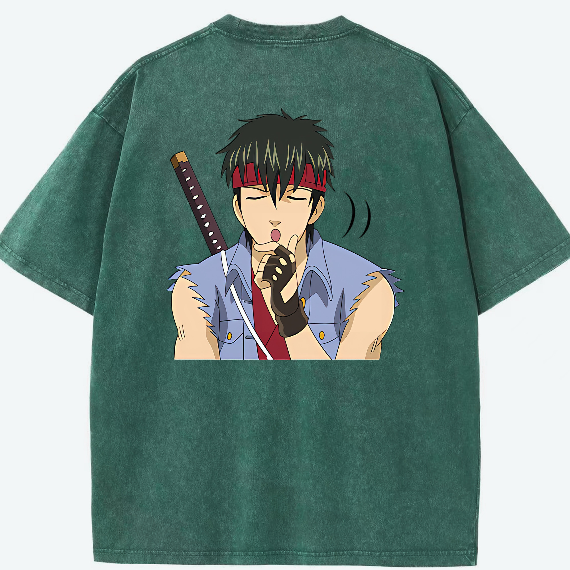 （画像用） ぎんたま 坂田銀時（さかたぎんとき） 神楽 志村新八（しむら しんぱち） GINTAMA Sakata Gintoki Kagura Shimura Shinpachi 綿100% ヴィンテージ風 半袖Tシャツ（背面プリント）
